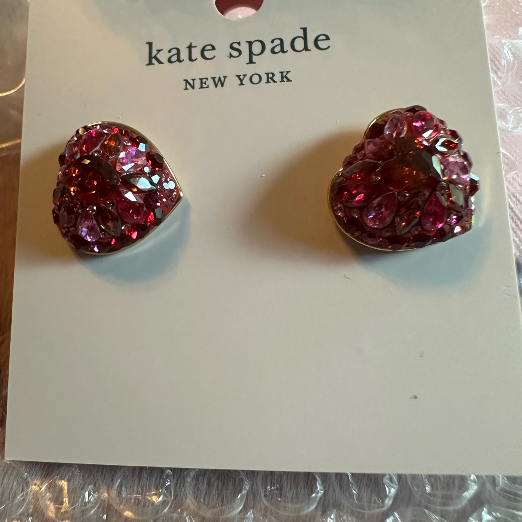Nwt Kate Spade New York Pink Crystal Heart Stud Earrings 31$
